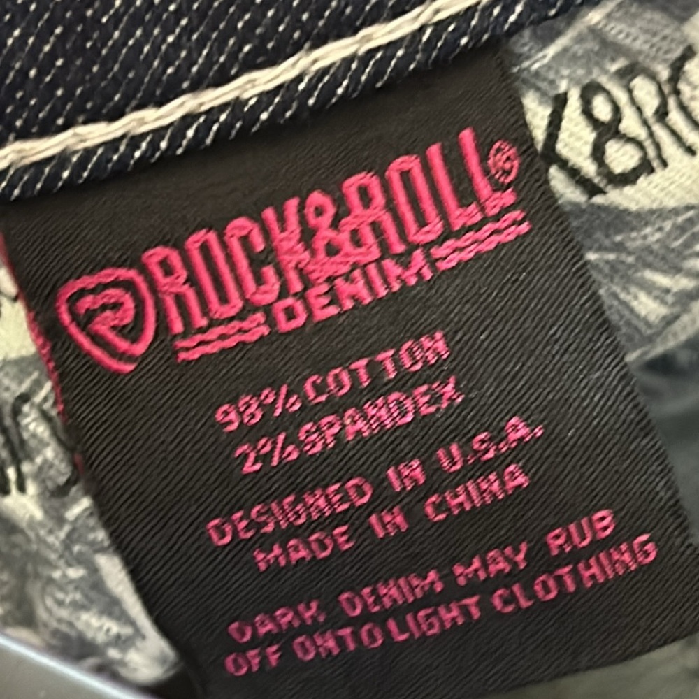 ROCK&ROLL‎ DENIM MID RISE STRETCH AZTEC LEATHER EMBROIDERED BOOTCUT JEANS -28x34 - Picture 12 of 12